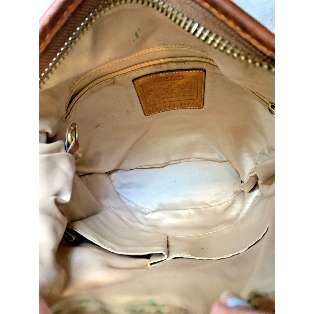 COACH Bleecker Denim 11781 Vachetta Leather Floral Applique Duffle Bag RARE - Picture 16 of 17